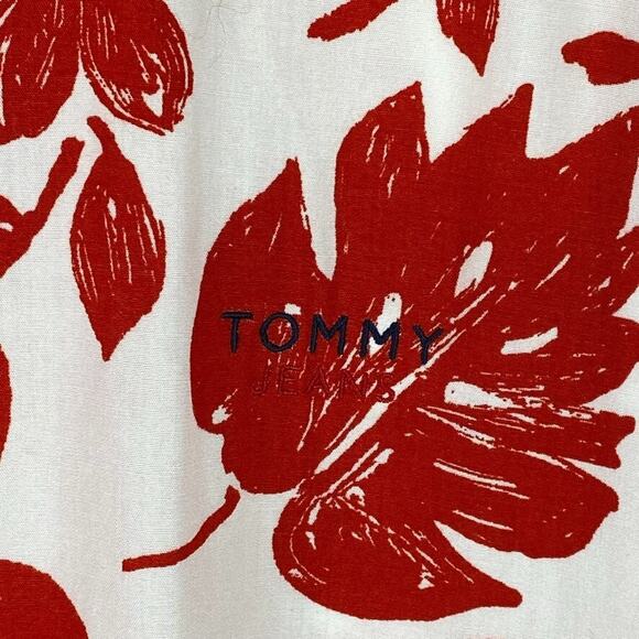 Vintage Tommy Hilfiger Mens Button Up Hawaiian Shirt Size L Tropical Red Floral - Picture 3 of 9